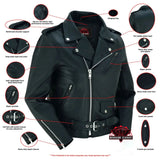 Women's Classic Plain Side Fitted M/C Style Jacket