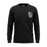 Men's Black Long Sleeve T-Shirt with American Eagle & Flag Print