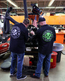 Closeout- Embroidered Shop Shirt - Men's Short Sleeve Black - White Cross