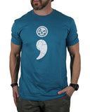 Closeout- Men's Heathered Teal Semicolon Light-Weight T-Shirt