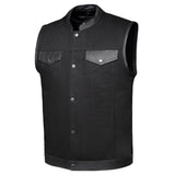 Nightrider - Men's Club Style Denim/Leather Motorcycle Vest