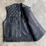 White Diamond - Men's Club Style Leather Motorcycle Vest