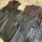 Blue Diamond - Men's Premium Leather Motorcycle Vest