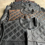 Blue Diamond - Men's Premium Leather Motorcycle Vest