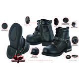 Women's Boots with Side Zipper and Single Strap