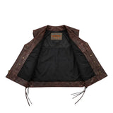 Colorado - Men's Motorcycle Leather Vest (Brown)