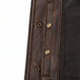 Colorado - Men's Motorcycle Leather Vest (Brown)