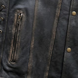 Colorado - Men's Motorcycle Leather Vest (Brown)