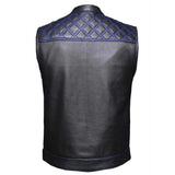 Blue Diamond - Men's Premium Leather Motorcycle Vest