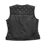 Bonnie - Women's Motorcycle Leather Vest - Diamond Quilt