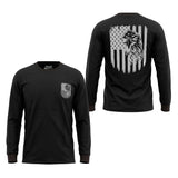 Men's Black Long Sleeve T-Shirt with American Eagle & Flag Print