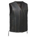 Colorado - Men's Motorcycle Leather Vest (Brown)