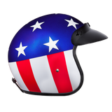 DOT Approved Daytona Cruiser Open Face Motorcycle Helmet - Men, Women & Youth - With Visor & Graphics - W/ Captain America