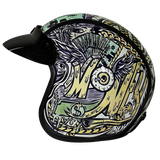 DOT Approved Daytona Cruiser Open Face Motorcycle Helmet - Men, Women & Youth - With Visor & Graphics - W/ Money