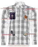 Alpha Check Men's  Armored Motorcycle Flannel Shirt - Blue/White/Maroon