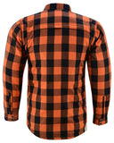 Alpha Check  Men's  Armored Motorcycle Flannel Shirt - Orange