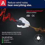 Alpine MotoSafe Tour - Motorcycle Ear Plugs for Wind Noise Reduction - 17dB