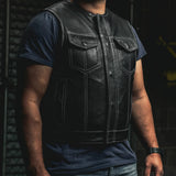 Lowside Men's Perforated Motorcycle Leather Vest