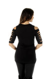 Women's Devilish Cuts Cold Shoulder Top