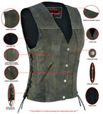 Women's Antique Brown Single Back Panel Concealed Carry Vest