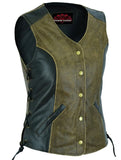 Women's Stylish Longer Body &frac34; Vest - Side Laces - Two T