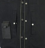 Men's Upgraded Rough Rub-Off Denim Motorcycle Vest w/Leather Trim