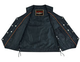 Hawk Men's Classic Black Leather Motorcycle Vest