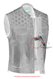 Whiskey Men's Motorcycle Leather Vest - Black