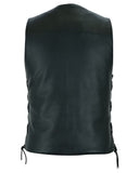 Hawk Men's Classic Black Leather Motorcycle Vest