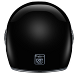 DOT Daytona Retro Full Face Motorcycle Helmet: Vintage Style for Men, Women, & Youth - Hi-Gloss Black w/ Chrome Accents