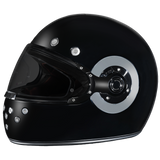 DOT Daytona Retro Full Face Motorcycle Helmet: Vintage Style for Men, Women, & Youth - Hi-Gloss Black w/ Chrome Accents