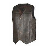 Toas - Men's Motorcycle Leather Vest (Brown)