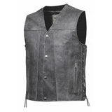 Tombstone - Men's Motorcycle Leather Vest (Gray)