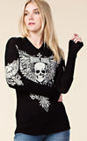 Soft Waffle Knit Skull Hoodie