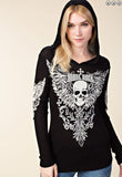 Soft Waffle Knit Skull Hoodie