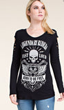 Born to be Free Shirt with Laser Cut Long Sleeves
