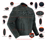 Distressed Reflective Skull Leather Jacket