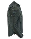 Distressed Reflective Skull Leather Jacket