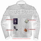 Distressed Reflective Skull Leather Jacket